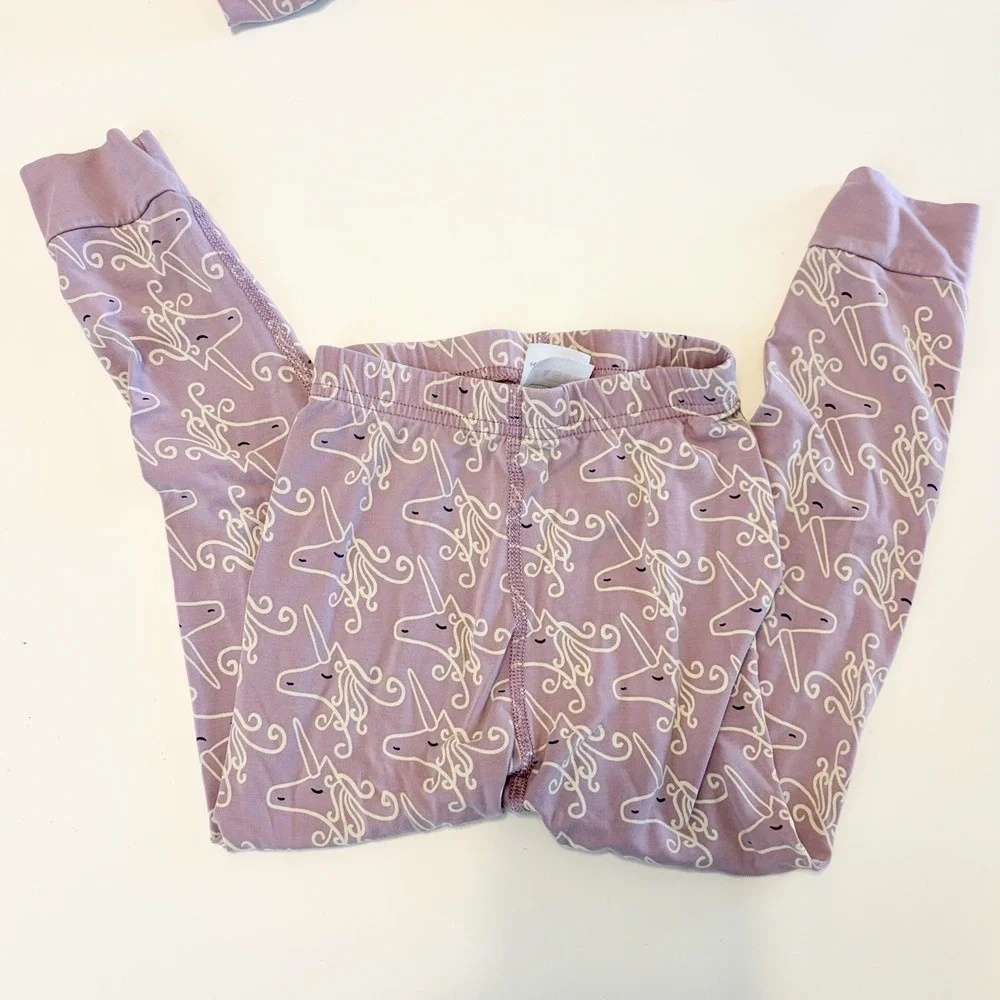 Hanna Andersson Hannasoft Unicorn Pajamas Girls Size 4 Tencel Long Sleeve Pants
